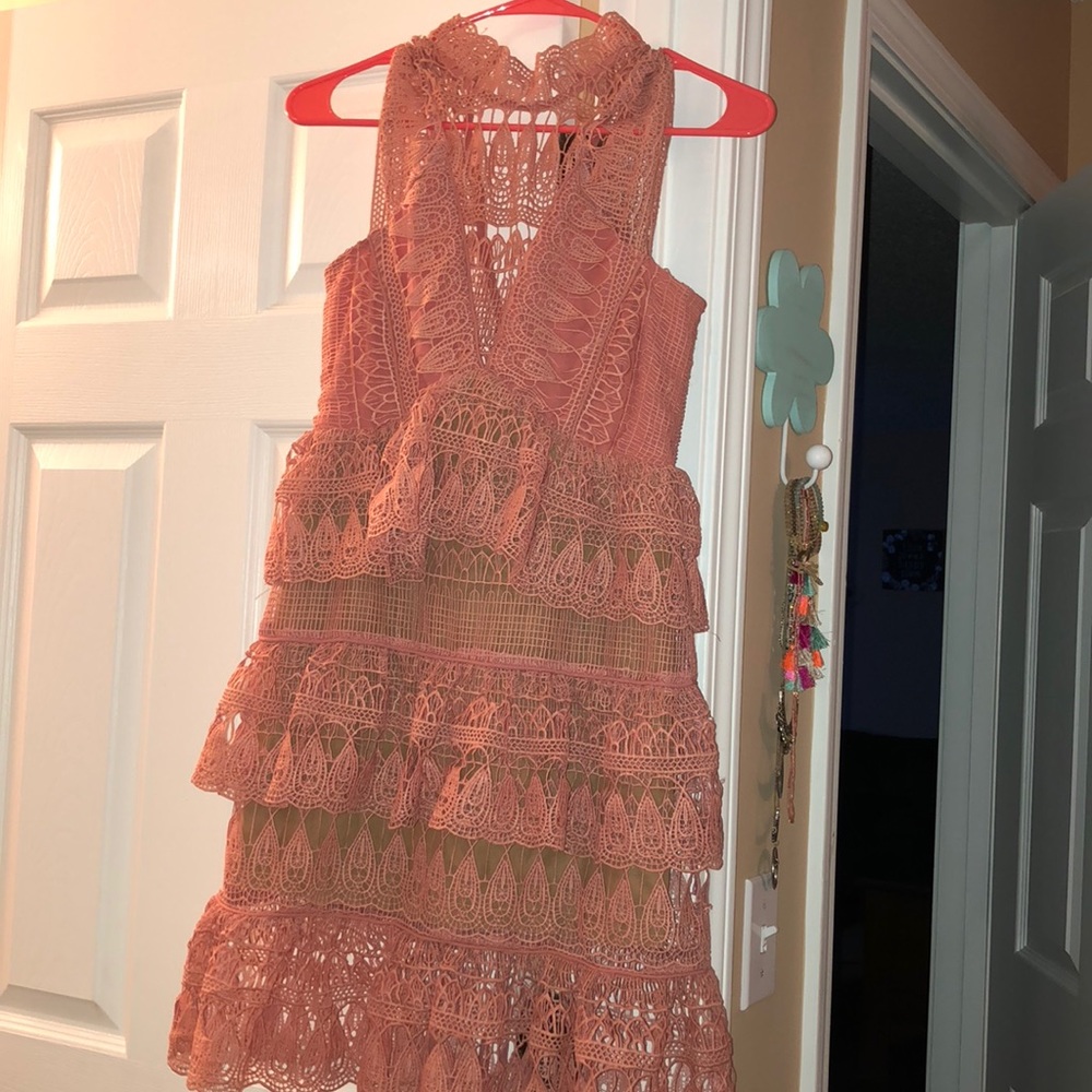 pink lace dress